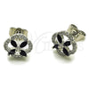 Rhodium Gold Filled Stud Earring, Four-leaf Clover Design, with Black Cubic Zirconia, Polished, Rhodium Finish, 02.260.0039