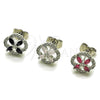Rhodium Gold Filled Stud Earring, Four-leaf Clover Design, with Black Cubic Zirconia, Polished, Rhodium Finish, 02.260.0039