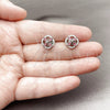 Rhodium Gold Filled Stud Earring, Four-leaf Clover Design, with Ruby and White Cubic Zirconia, Polished, Rhodium Finish, 02.260.0039.1