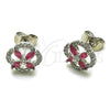 Rhodium Gold Filled Stud Earring, Four-leaf Clover Design, with Ruby and White Cubic Zirconia, Polished, Rhodium Finish, 02.260.0039.1