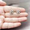Rhodium Gold Filled Stud Earring, Four-leaf Clover Design, with Rose Water Opal and White Cubic Zirconia, Polished, Rhodium Finish, 02.260.0039.2