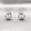 Rhodium Gold Filled Stud Earring, Four-leaf Clover Design, with Rose Water Opal and White Cubic Zirconia, Polished, Rhodium Finish, 02.260.0039.2