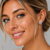 Rhodium Gold Filled Stud Earring, Flower and Cluster Design, with White Cubic Zirconia, Polished, Rhodium Finish, 02.260.0040