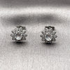 Rhodium Gold Filled Stud Earring, Flower and Cluster Design, with White Cubic Zirconia, Polished, Rhodium Finish, 02.260.0040