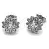 Rhodium Gold Filled Stud Earring, Flower and Cluster Design, with White Cubic Zirconia, Polished, Rhodium Finish, 02.260.0040