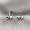 Rhodium Gold Filled Stud Earring, Bow Design, with White Cubic Zirconia, Polished, Rhodium Finish, 02.260.0041