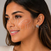 Rhodium Gold Filled Stud Earring, Flower Design, with White Cubic Zirconia, Polished, Rhodium Finish, 02.260.0042