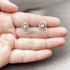 Rhodium Gold Filled Stud Earring, Flower Design, with White Cubic Zirconia, Polished, Rhodium Finish, 02.260.0042