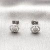 Rhodium Gold Filled Stud Earring, Flower Design, with White Cubic Zirconia, Polished, Rhodium Finish, 02.260.0042