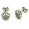Rhodium Gold Filled Stud Earring, Flower Design, with White Cubic Zirconia, Polished, Rhodium Finish, 02.260.0042