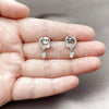 Rhodium Gold Filled Stud Earring, Heart Design, with White Cubic Zirconia, Polished, Rhodium Finish, 02.260.0043