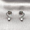 Rhodium Gold Filled Stud Earring, Heart Design, with White Cubic Zirconia, Polished, Rhodium Finish, 02.260.0043