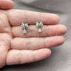 Rhodium Gold Filled Stud Earring, Bow and Baguette Design, with White Cubic Zirconia, Polished, Rhodium Finish, 02.260.0044
