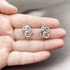 Rhodium Gold Filled Stud Earring, Flower Design, with White Cubic Zirconia, Polished, Rhodium Finish, 02.260.0045