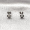 Rhodium Gold Filled Stud Earring, with White Micro Pave, Polished, Rhodium Finish, 02.260.0046