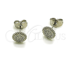 Rhodium Gold Filled Stud Earring, with White Micro Pave, Polished, Rhodium Finish, 02.260.0046