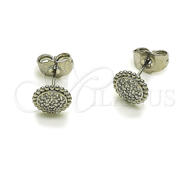 Rhodium Gold Filled Stud Earring, with White Micro Pave, Polished, Rhodium Finish, 02.260.0046