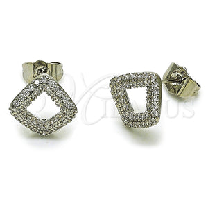 Rhodium Gold Filled Stud Earring, with White Micro Pave, Polished, Rhodium Finish, 02.260.0047