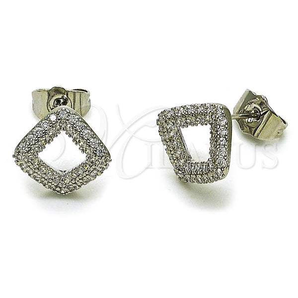 Rhodium Gold Filled Stud Earring, with White Micro Pave, Polished, Rhodium Finish, 02.260.0047
