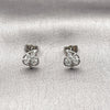 Rhodium Gold Filled Stud Earring, Leaf Design, with White Cubic Zirconia, Polished, Rhodium Finish, 02.260.0048