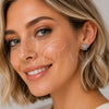 Rhodium Gold Filled Stud Earring, Flower Design, with White Cubic Zirconia, Polished, Rhodium Finish, 02.260.0049