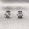 Rhodium Gold Filled Stud Earring, Flower Design, with White Cubic Zirconia, Polished, Rhodium Finish, 02.260.0049