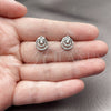 Rhodium Gold Filled Stud Earring, with White Cubic Zirconia and White Micro Pave, Polished, Rhodium Finish, 02.260.0050