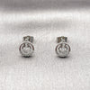 Rhodium Gold Filled Stud Earring, with White Cubic Zirconia and White Micro Pave, Polished, Rhodium Finish, 02.260.0050