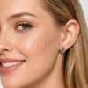 Rhodium Gold Filled Stud Earring, Leaf Design, with Ruby Cubic Zirconia and White Micro Pave, Polished, Rhodium Finish, 02.260.0052