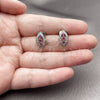 Rhodium Gold Filled Stud Earring, Leaf Design, with Ruby Cubic Zirconia and White Micro Pave, Polished, Rhodium Finish, 02.260.0052