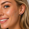 Rhodium Gold Filled Stud Earring, Cluster Design, with Ruby and White Cubic Zirconia, Polished, Rhodium Finish, 02.260.0053