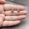 Rhodium Gold Filled Stud Earring, Cluster Design, with Ruby and White Cubic Zirconia, Polished, Rhodium Finish, 02.260.0053
