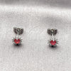 Rhodium Gold Filled Stud Earring, Cluster Design, with Ruby and White Cubic Zirconia, Polished, Rhodium Finish, 02.260.0053