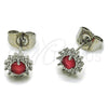 Rhodium Gold Filled Stud Earring, Cluster Design, with Ruby and White Cubic Zirconia, Polished, Rhodium Finish, 02.260.0053