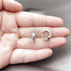Rhodium Gold Filled Huggie Hoop, Flower Design, with Multicolor Cubic Zirconia, Polished, Rhodium Finish, 02.260.0054.12