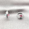Rhodium Gold Filled Huggie Hoop, Flower Design, with Multicolor Cubic Zirconia, Polished, Rhodium Finish, 02.260.0054.12