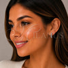 Rhodium Gold Filled Huggie Hoop, Baguette Design, with White Cubic Zirconia, Polished, Rhodium Finish, 02.260.0057.14
