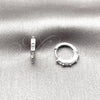 Rhodium Gold Filled Huggie Hoop, Baguette Design, with White Cubic Zirconia, Polished, Rhodium Finish, 02.260.0057.14