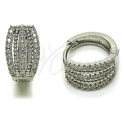 White Gold Filled Rhodium Gold Filled Huggie Hoop, with White Micro Pave, Polished, Rhodium Finish, 02.260.0058.15 for wholesale, main product view