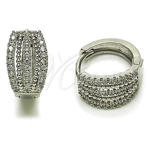 Rhodium Gold Filled Huggie Hoop, with White Micro Pave, Polished, Rhodium Finish, 02.260.0058.15