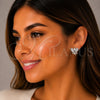 Rhodium Gold Filled Huggie Hoop, Butterfly Design, with White Micro Pave, Polished, Rhodium Finish, 02.260.0059.15