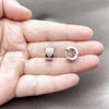 Rhodium Gold Filled Huggie Hoop, Heart Design, with White Cubic Zirconia, Polished, Rhodium Finish, 02.260.0060.12