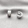 Rhodium Gold Filled Huggie Hoop, Heart Design, with White Cubic Zirconia, Polished, Rhodium Finish, 02.260.0060.12