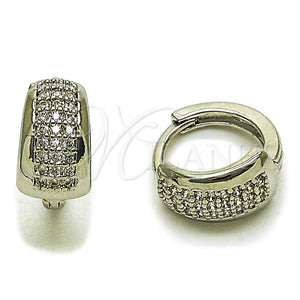 Rhodium Gold Filled Huggie Hoop, with White Micro Pave, Polished, Rhodium Finish, 02.260.0061.14
