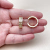 Oro Laminado Huggie Hoop, Gold Filled Style Baguette Design, with White Cubic Zirconia, Polished, Golden Finish, 02.267.0094.20