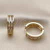 Oro Laminado Huggie Hoop, Gold Filled Style Baguette Design, with White Cubic Zirconia, Polished, Golden Finish, 02.267.0094.20