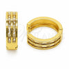 Oro Laminado Huggie Hoop, Gold Filled Style Baguette Design, with White Cubic Zirconia, Polished, Golden Finish, 02.267.0094.20