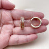 Oro Laminado Huggie Hoop, Gold Filled Style Baguette Design, with Garnet Cubic Zirconia, Polished, Golden Finish, 02.267.0094.1.20