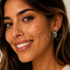 Oro Laminado Huggie Hoop, Gold Filled Style Baguette Design, with Green Cubic Zirconia, Polished, Golden Finish, 02.267.0094.2.20