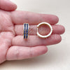 Oro Laminado Huggie Hoop, Gold Filled Style Baguette Design, with Sapphire Blue Cubic Zirconia, Polished, Golden Finish, 02.267.0094.3.20